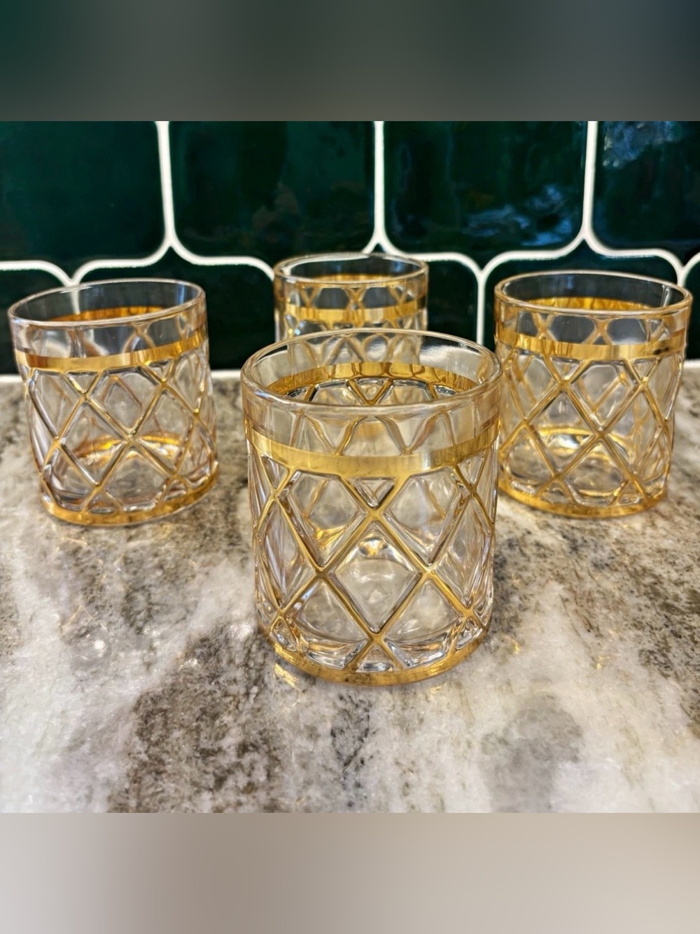 Altuzarra 18k gold lattice double old fashioned tumbler glasses set of 4